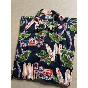 Disney Mickey Mouse Surfboards Palm‎ Trees Hawaiian Shirt Menswear size L